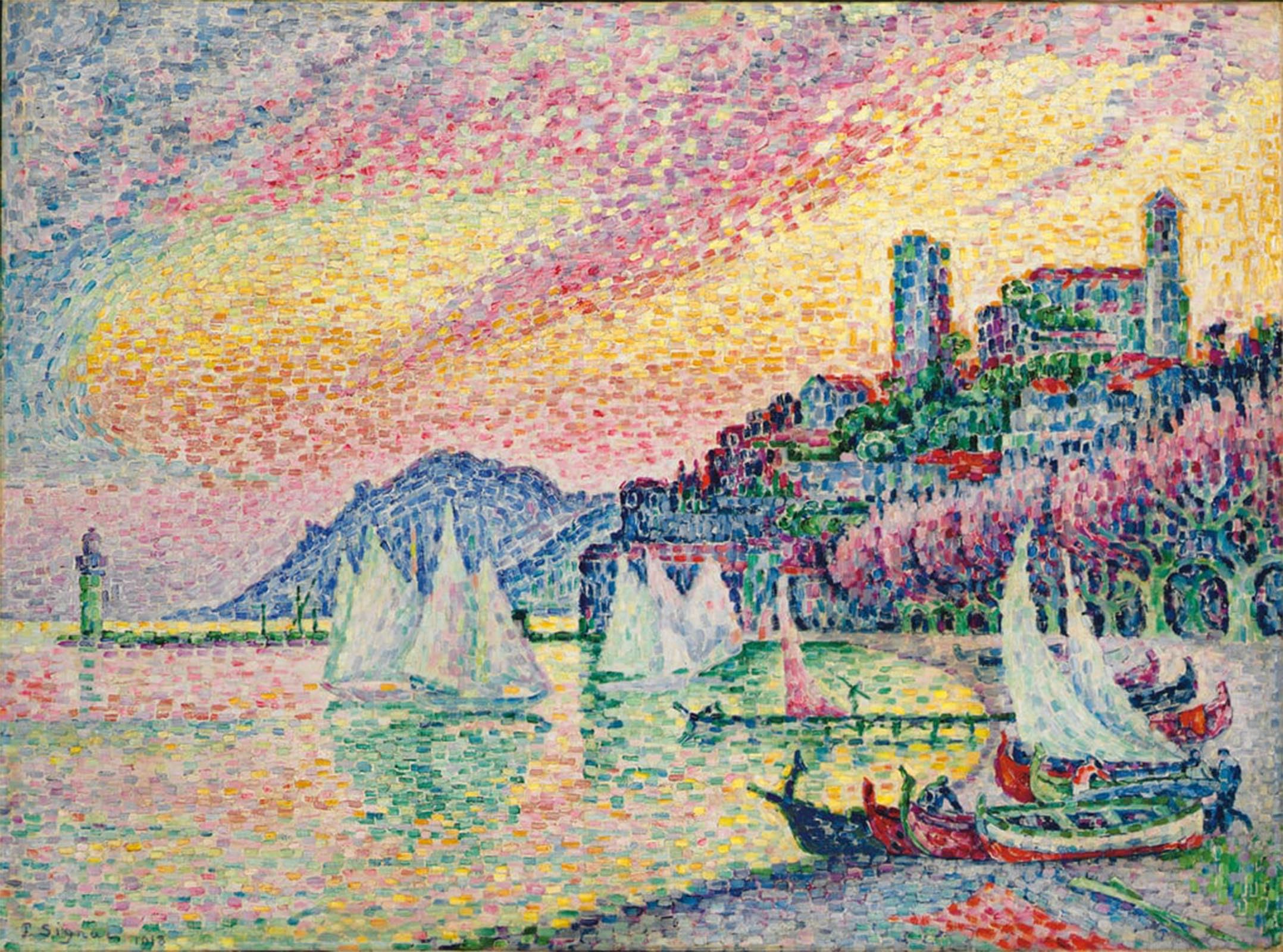 ARTXLXXBN Famous Painting Canvas Artwork Graffiti Print Old Port of Cannes by Paul Signac Portrait Canvas Image for Home Decor 60x90cm