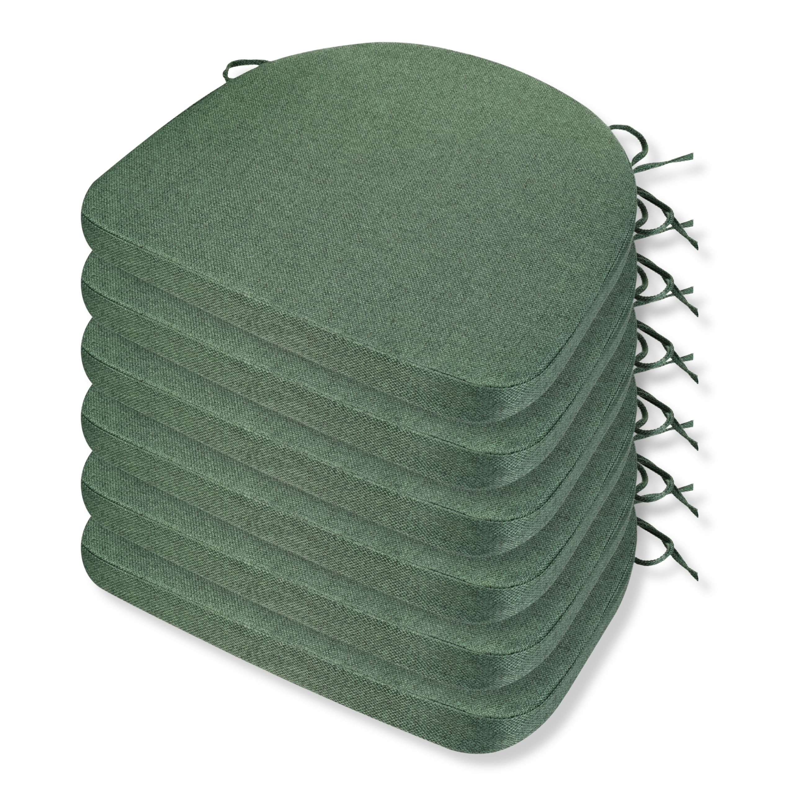 Comfortable Chair Cushions - 44x43x5cm Thick Foam Padding with Removable Cover and Secure Ties - Durable Seat Pad for Indoor/Outdoor Home, Patio, Garden - Portuguese Premium Fabric (Forest, Pack of 6)