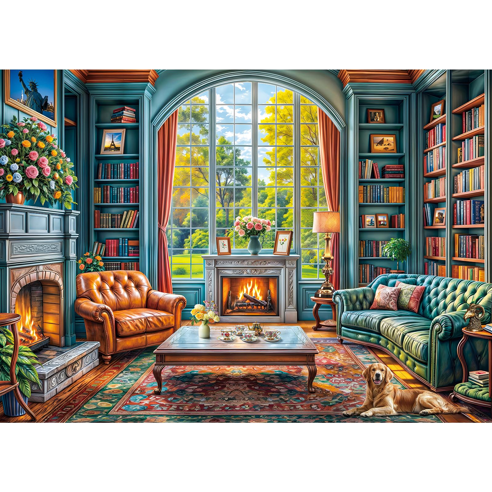 Puzzles 1000 Pieces for Adults jigsaw puzzles for adults 1000 Piece Puzzle Challenging Game for The Whole for Women Gifts for Men Theme:Warm Study Room