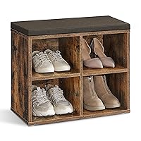 VASAGLE Panca Scarpiera, Scarpiera Ingresso con Seduta Imbottita e 4 Scomparti