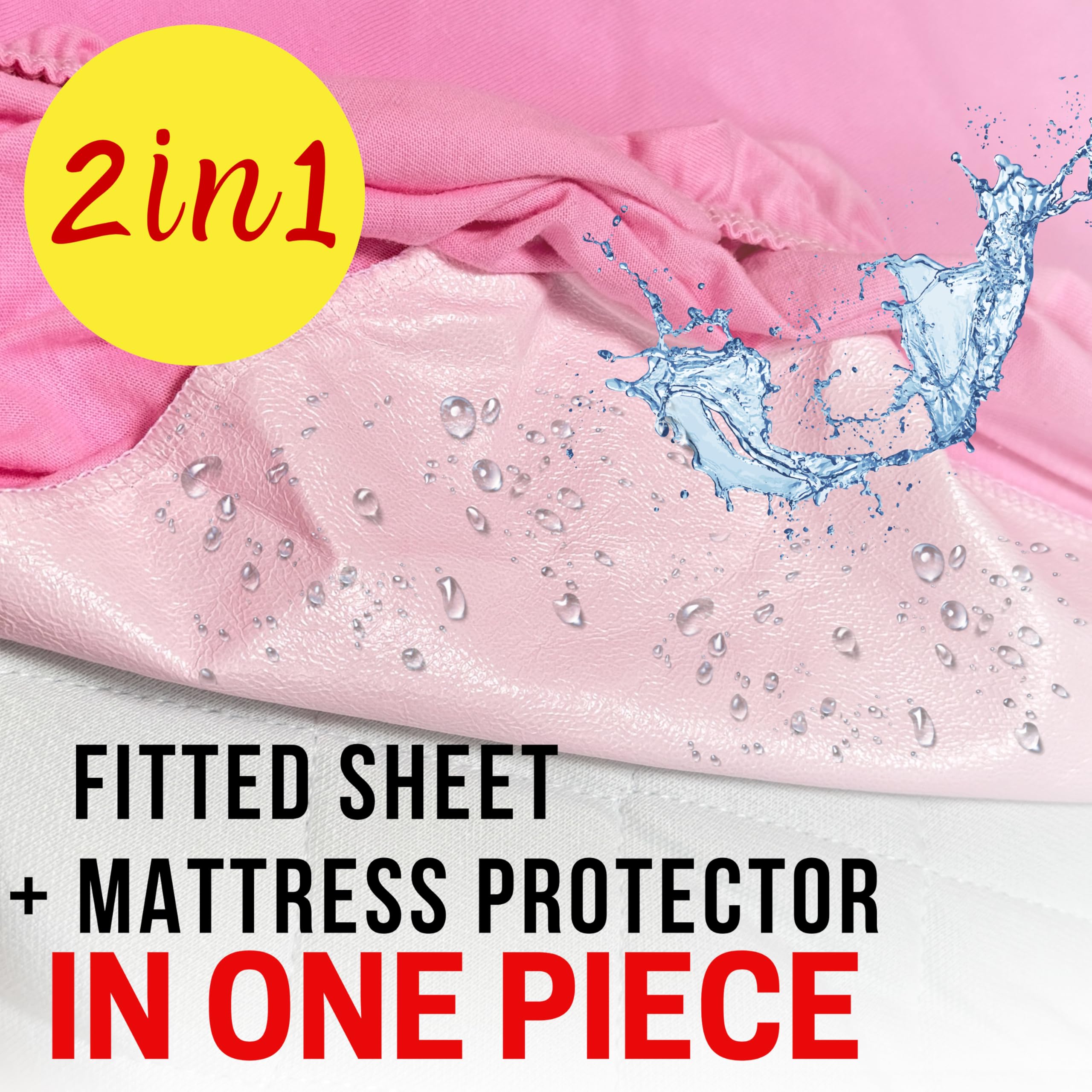 Bisoo Crib Sheets Waterproof 2in1, Fitted Mattress tector Made of 100% Jersey Oeko-Tex + PU 22x36 in / 55x90 cm - Image 3