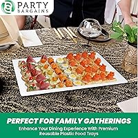 Vista 7 de PARTY BARGAINS Bandejas de plástico para servir de 16 x 11 pulgadas, paquete de 8 bandejas desechables de plástico blanco, ideales para bodas, bufés