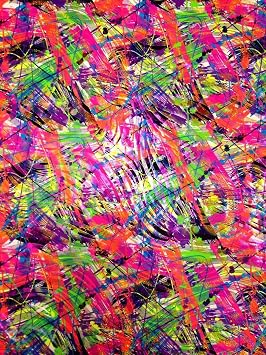 Colorful Paint Splash w/Zebra Holographic Foil on Stretch Nylon Spandex by The Yard