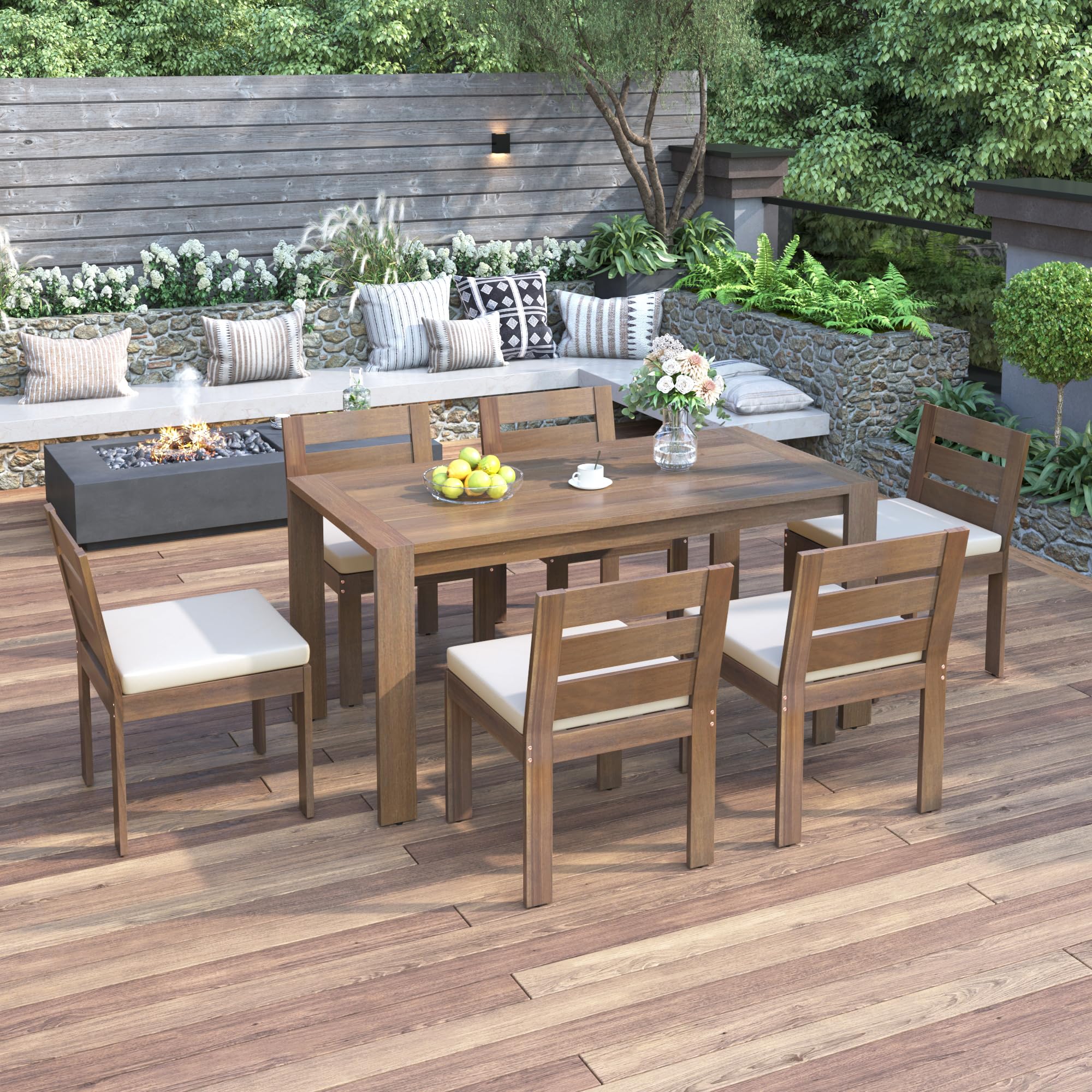 wood dining patio set