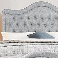 Vista 30 de Rosevera Turin Linen - Cama tapizada con paneles y cabecero capitonado con botones ajustables para dormitorio, tamaño Queen, color gris