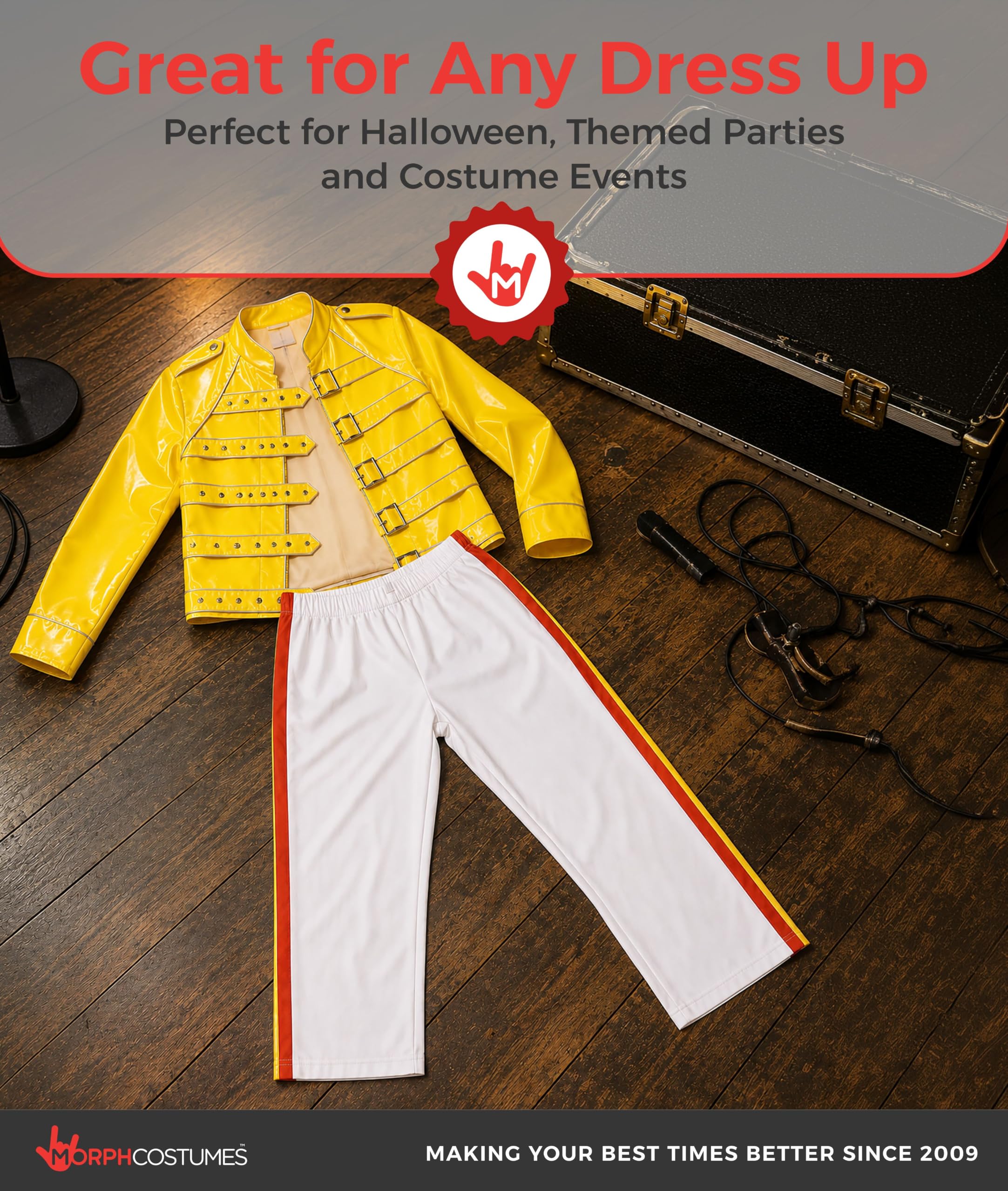 Fun Shack Rock Musiker Kostüm, 80er Jahre Outfit Herren, 80er Jahre Kostüm Männer, Schlagermove Outfit Herren, Faschingskostüme Männer, Karneval