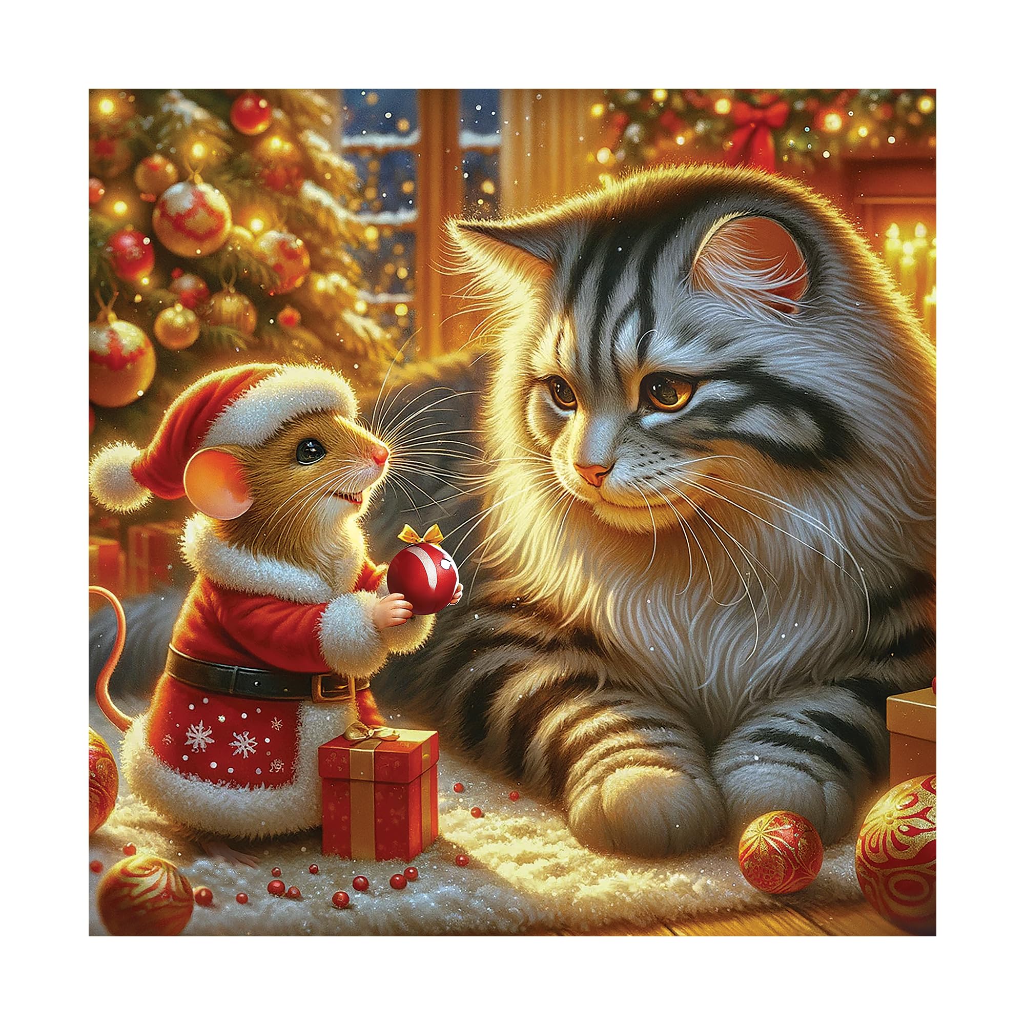 WOODEN.CITY Puzzle in legno da 150 pezzi, gatto e topo, con 25 pezzi a forma di animale, 26,7 x 26,7 cm, progettato e realizzato in EUCAT & Mouse