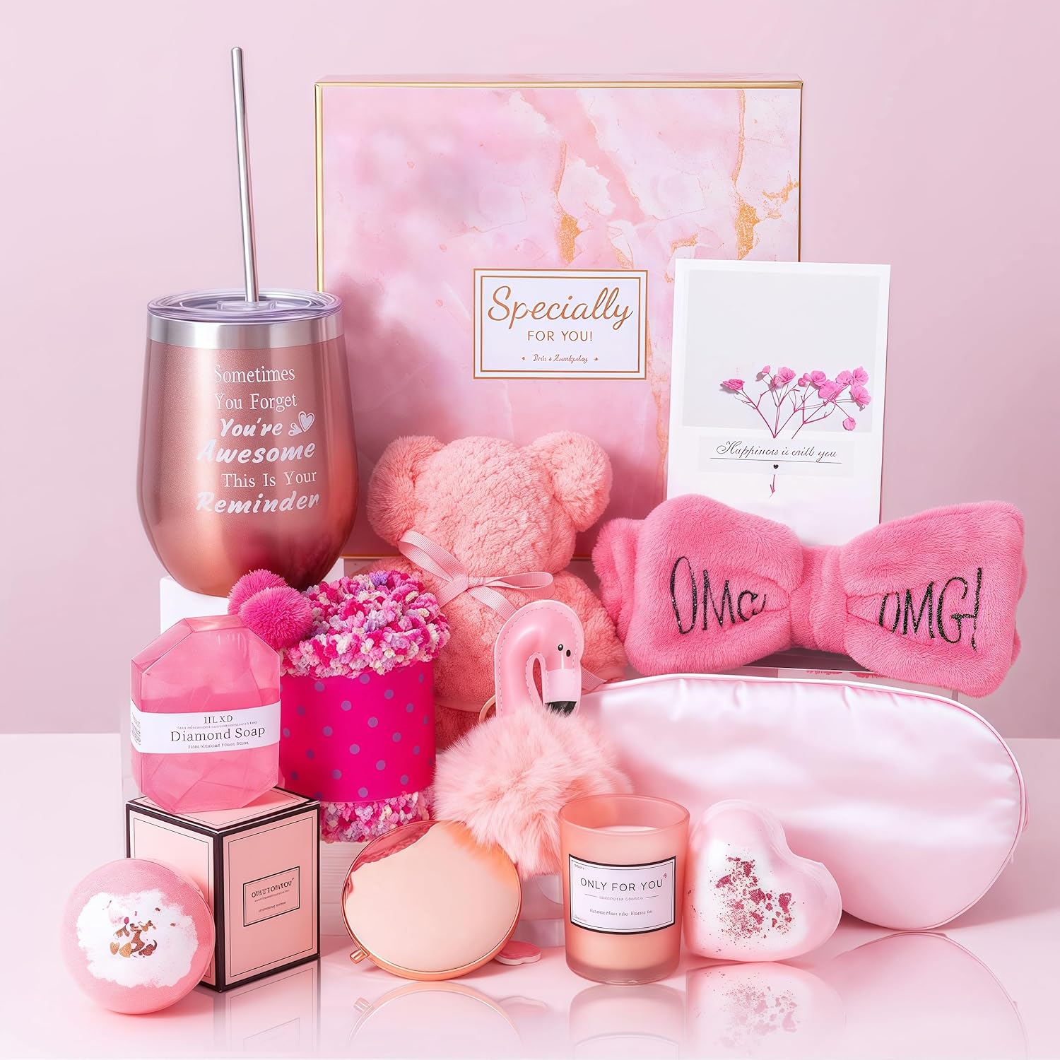 Spa Gift Set for Women, 13 Pcs Rose Bath Relaxing Gift Set for Women Self Care Gifts, Relaxing Spa Gifts with Gift Boxes, Home Spa Products Birthday Gifts Ideas Box for Mom Wife Sister Best Friend