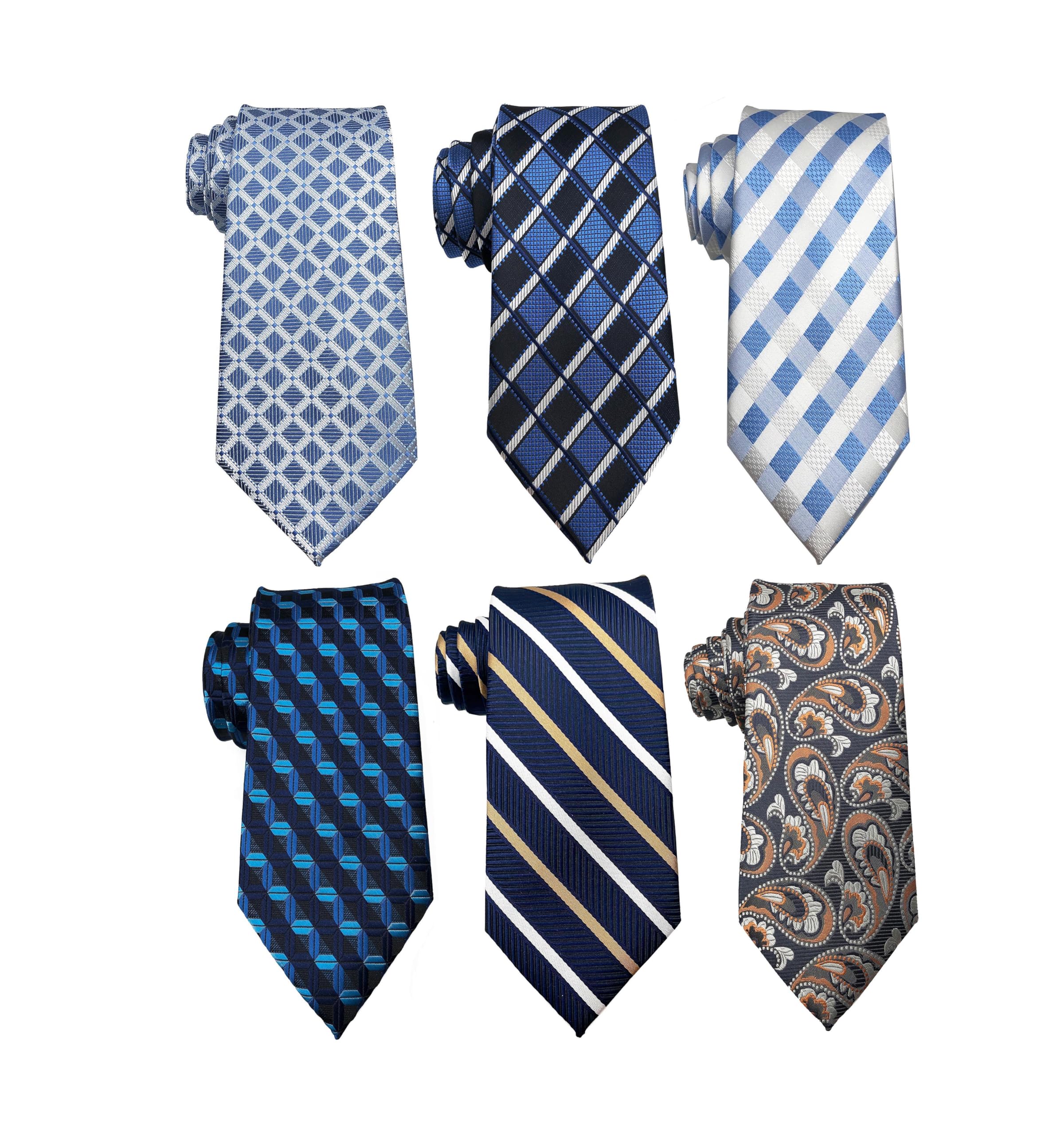 Wehug Men's Eu-Lot6-Tie022 Lot 6 Pcs Ties Silk Tie Woven Necktie Jacquard Neck Ties Classic Ties For