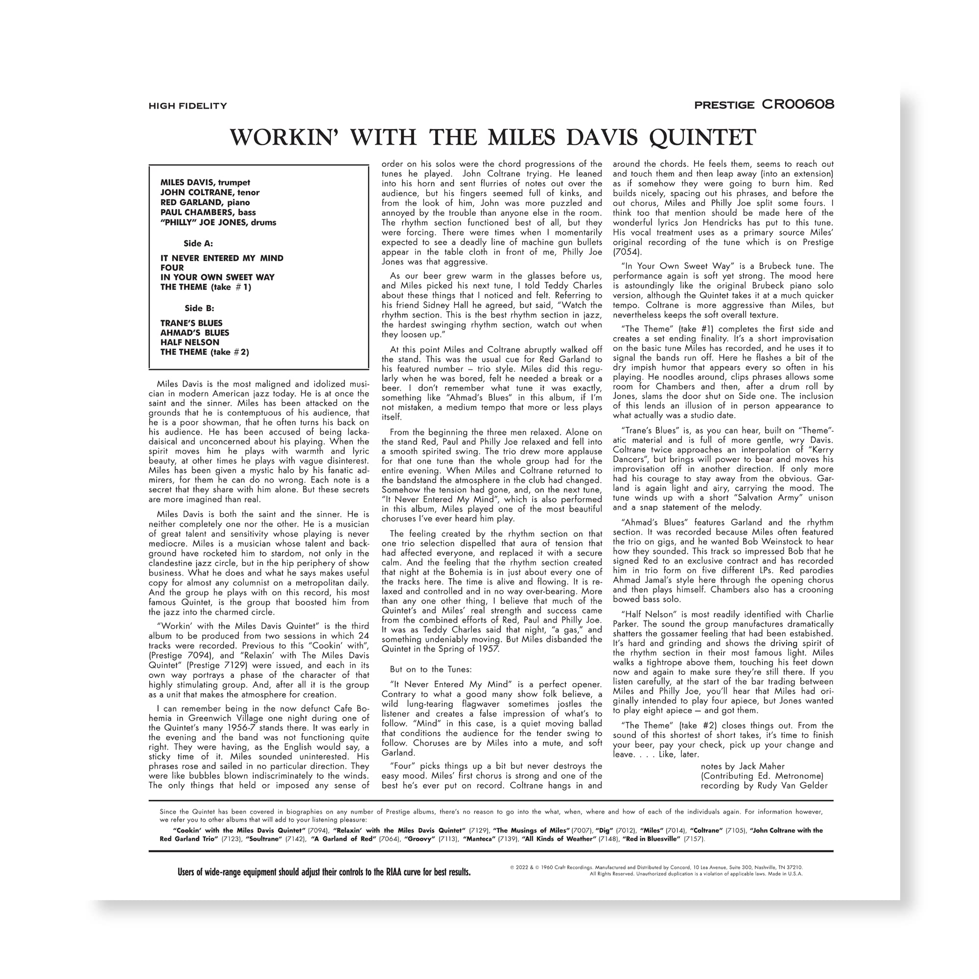 Workin' With The Miles Davis Quintet