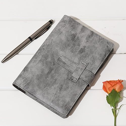 Miniatura 2 de Wonderpool - Carpeta de cuero para diario recargable A6, organizador de cuaderno de escritura con papel punteado y cubierta con múltiples bolsillos