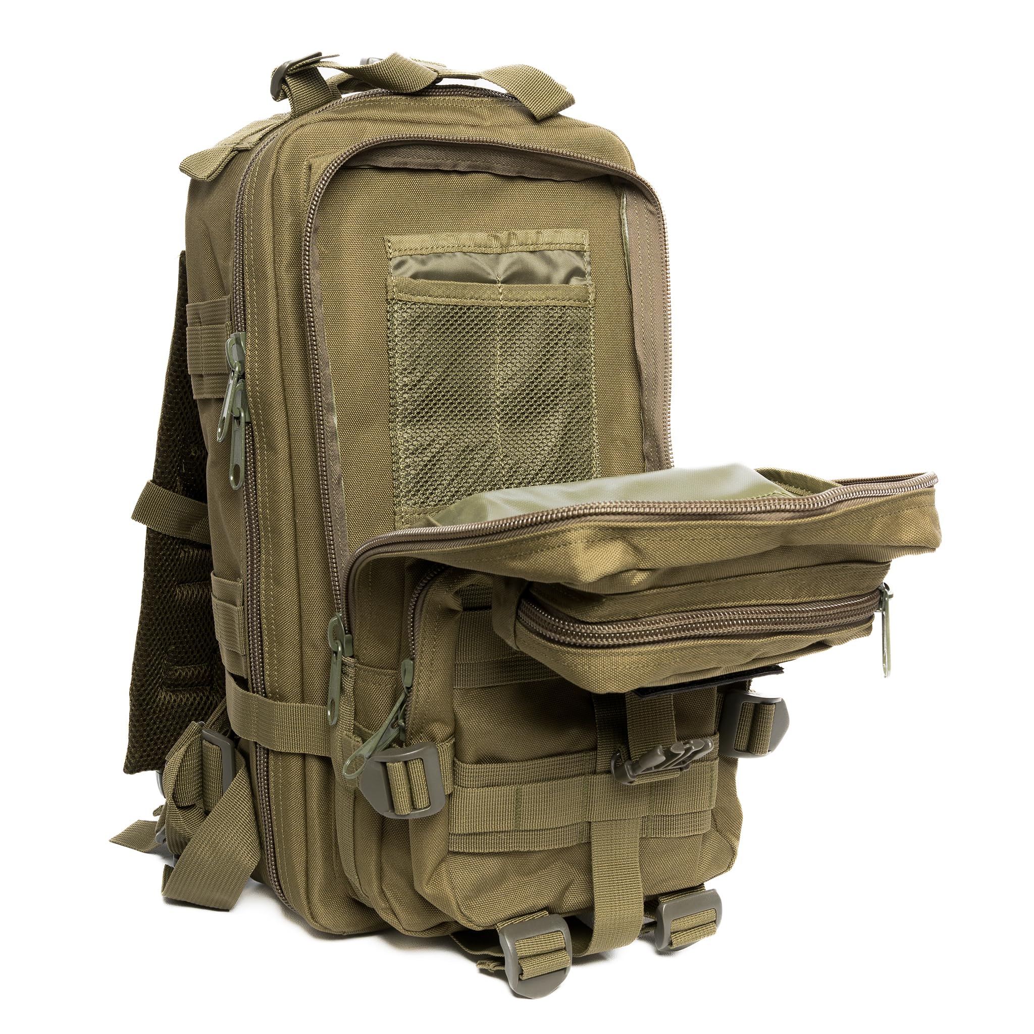 Generico Zaino Tattico Militare 30 Litri Professionale con Sistema Molle, Idrorepellente, Patch Bandiera Italiana e Torcia Tattica in Omaggio per Escursioni, Campeggio & Outdoor, cm 22X24X45