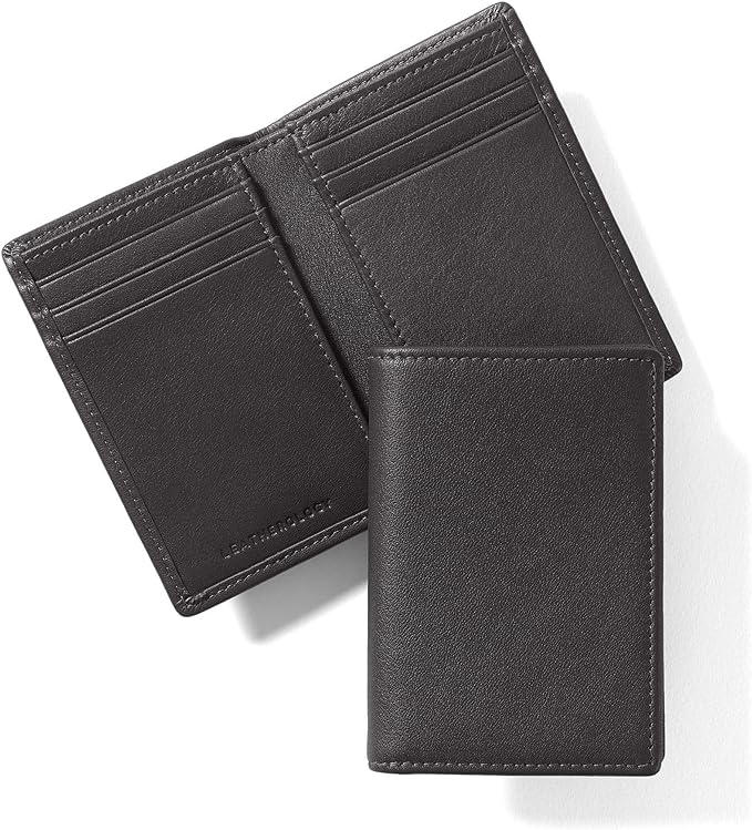 Leatherology Black Onyx Men's Vertical Bifold Wallet