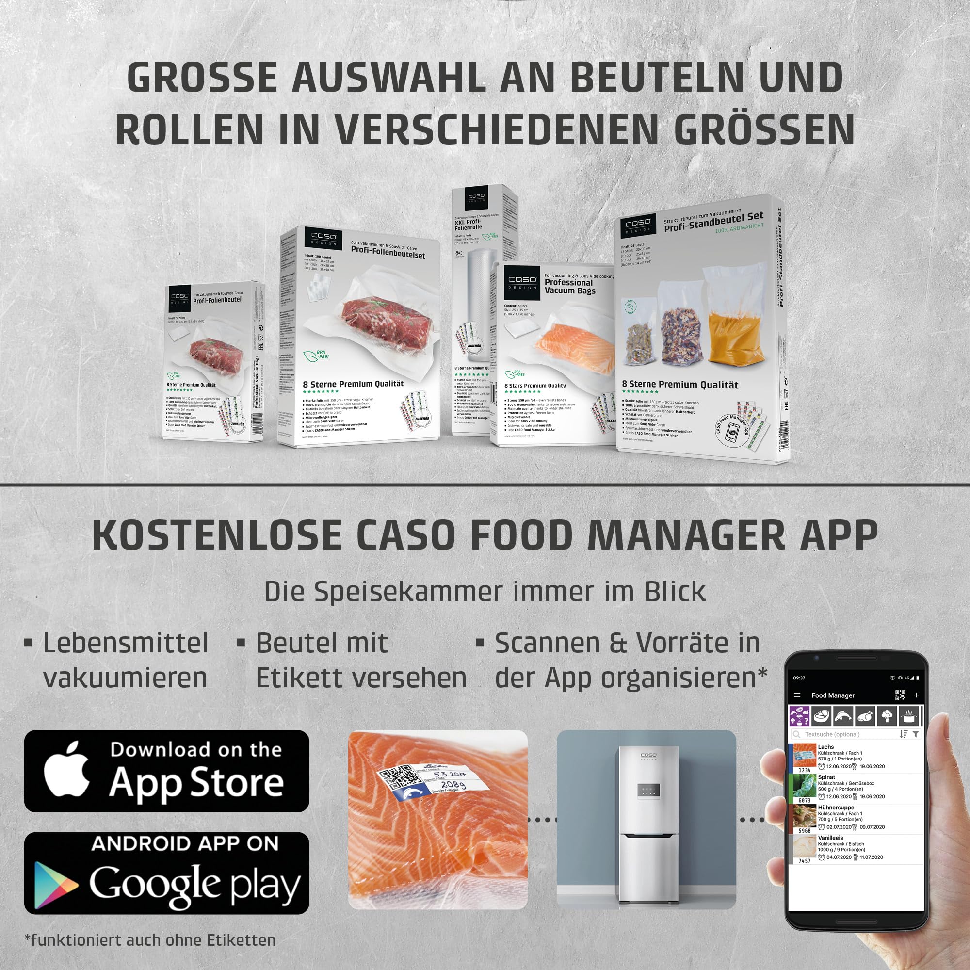 Caso HC170 Vakuumiergerät, Vakuumierer, Testsieger Haus & Garten Test, inkl. 10 Folienbeutel 20x30cm, Schweißzeit einstellbar, starke Pumpe mit 9 L/Min, extra breite Schweißnaht 2,5mm