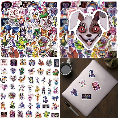 Miniatura 6 de Tewqita FNNNF - Decoraciones para fiestas de cumpleaños, 86 piezas de suministros de fiesta que incluyen 12 pulseras, 12 llaveros, 50 calcomanías,