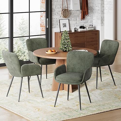 Miniatura 7 de VKNOW Juego de 2 sillas de comedor modernas, sillas de comedor tapizadas con reposabrazos, sillas de cocina con respaldo ergonómico curvado para