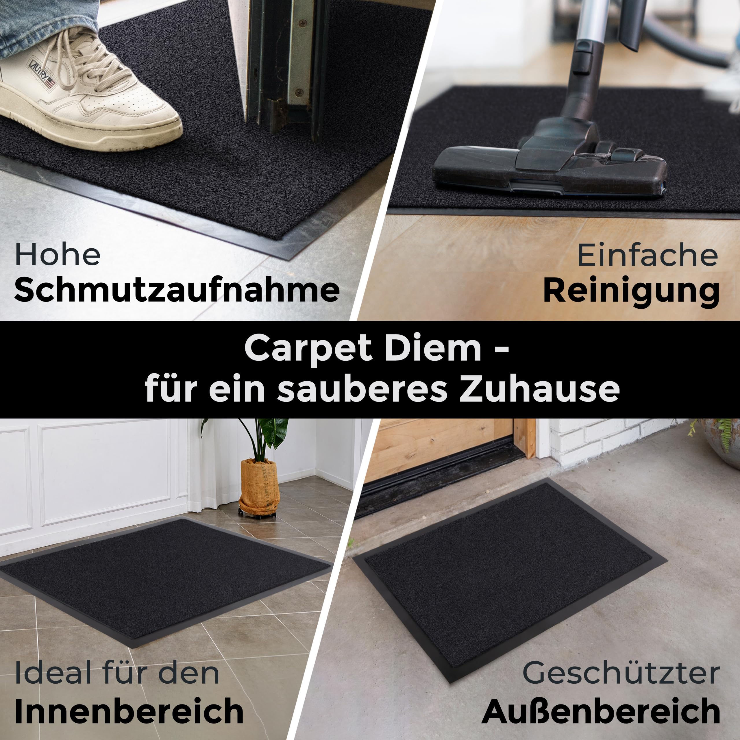 Carpet Diem Fußmatte, einfach sauber I Schmutzfangmatte Eingangsbereich - Fussmatte Innen & Außen, rutschfeste Türmatte, Schm - 2