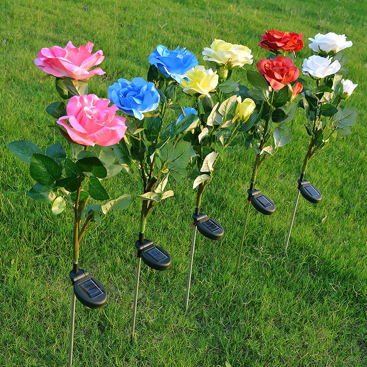 ZVO Solar Lights Outdoor Garden, LED Solar Powered Flowers Lamp Waterproof Ornament with 6 Bigger Rose - Image 5