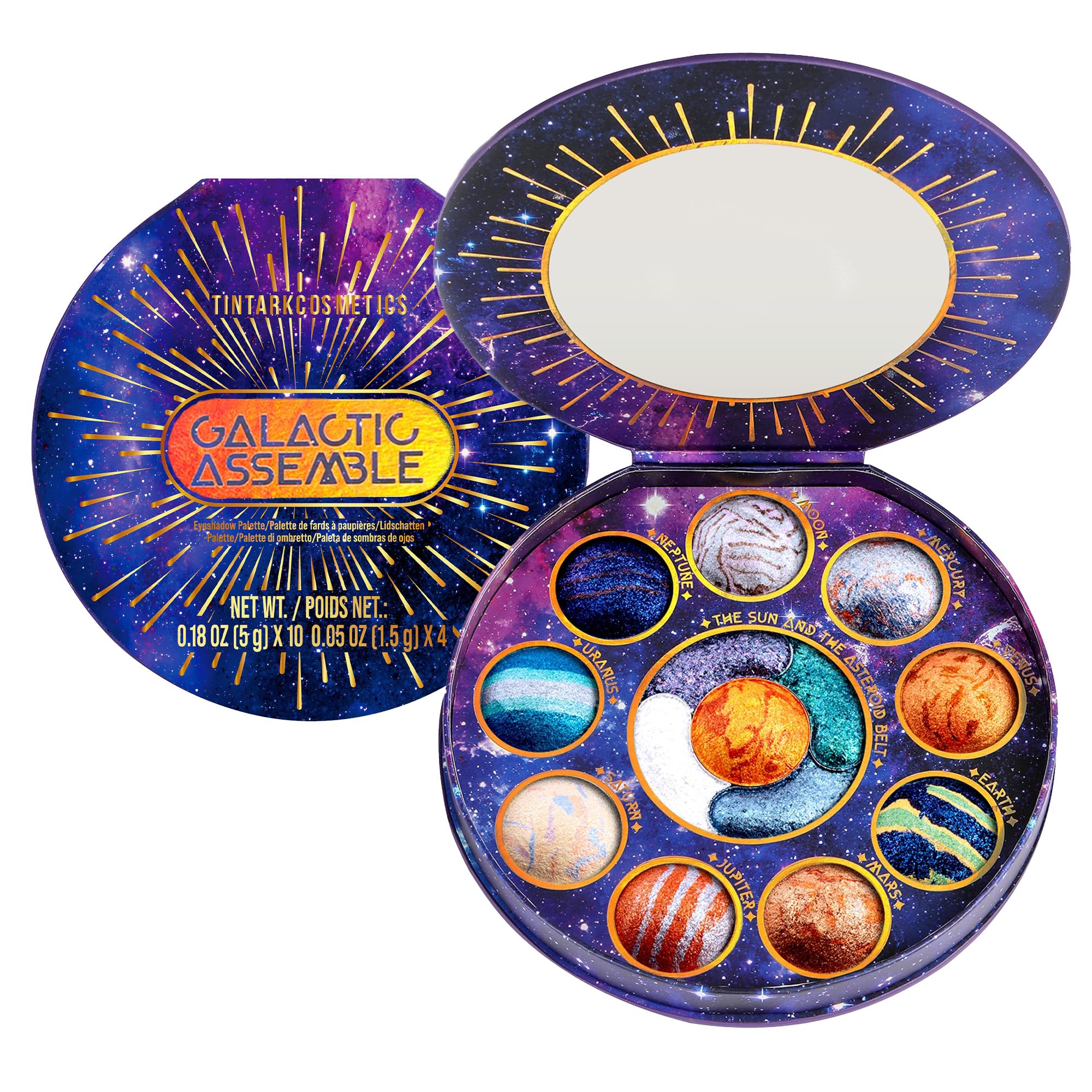 Galactic Assemble Eyeshadow Palette – Solar System Inspired 3D Planet Design, 14 Handcrafted Shimmer & Metallic Shades with Creamy Wet Texture, High-Pigmented Makeup Palette Gifts for Women & Girls