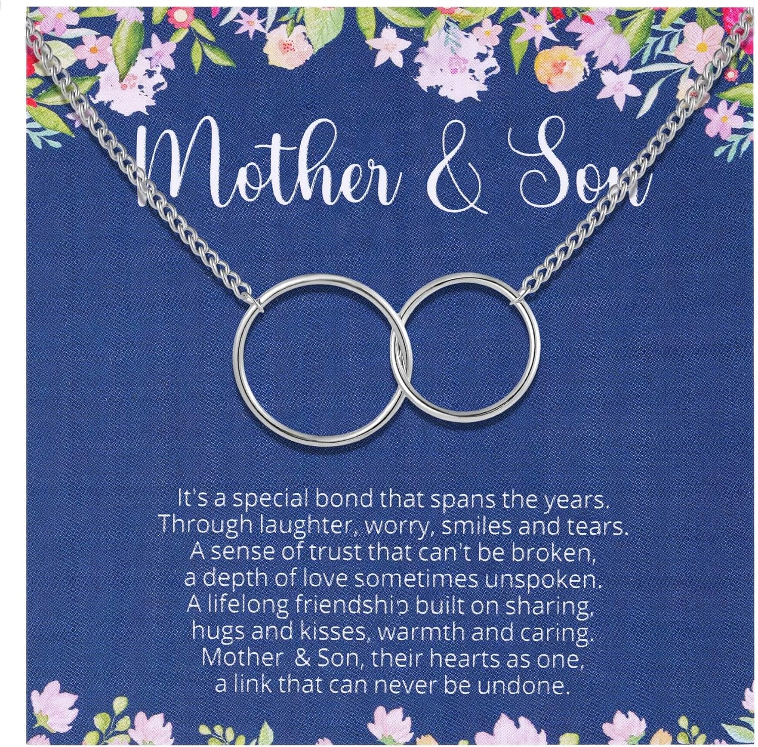 Aesnefe Mother and Son Necklace, Mom Gift from Son, Mother Necklace from Sons, Sons to Mom Birthday Christmas Mother's Day Jewelry Gifts