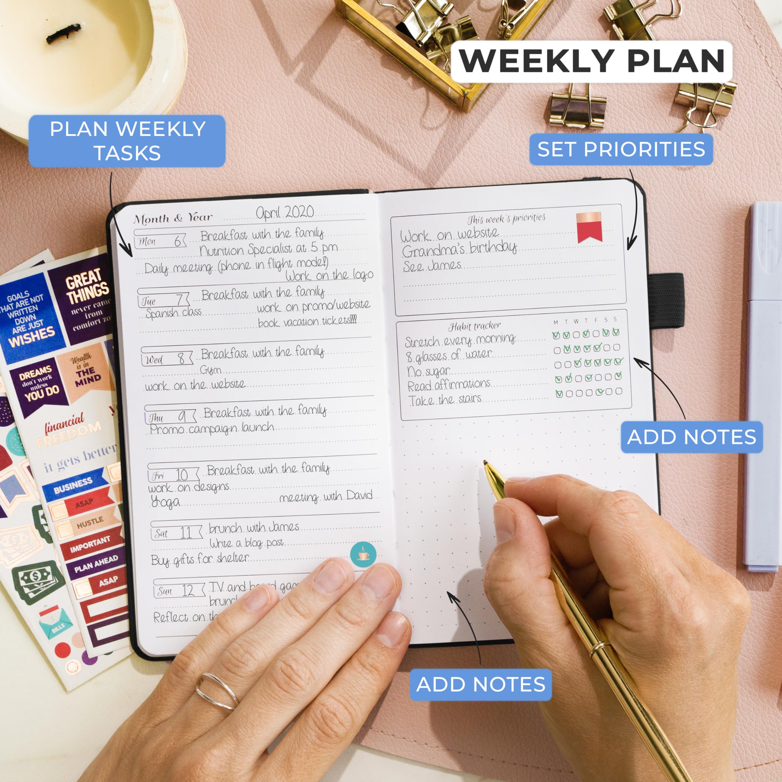 GoGirl Planner and Organizer for Women, Pocket Size Weekly Planner, Goals Journal & Agenda to Improve Time Management - Image 3