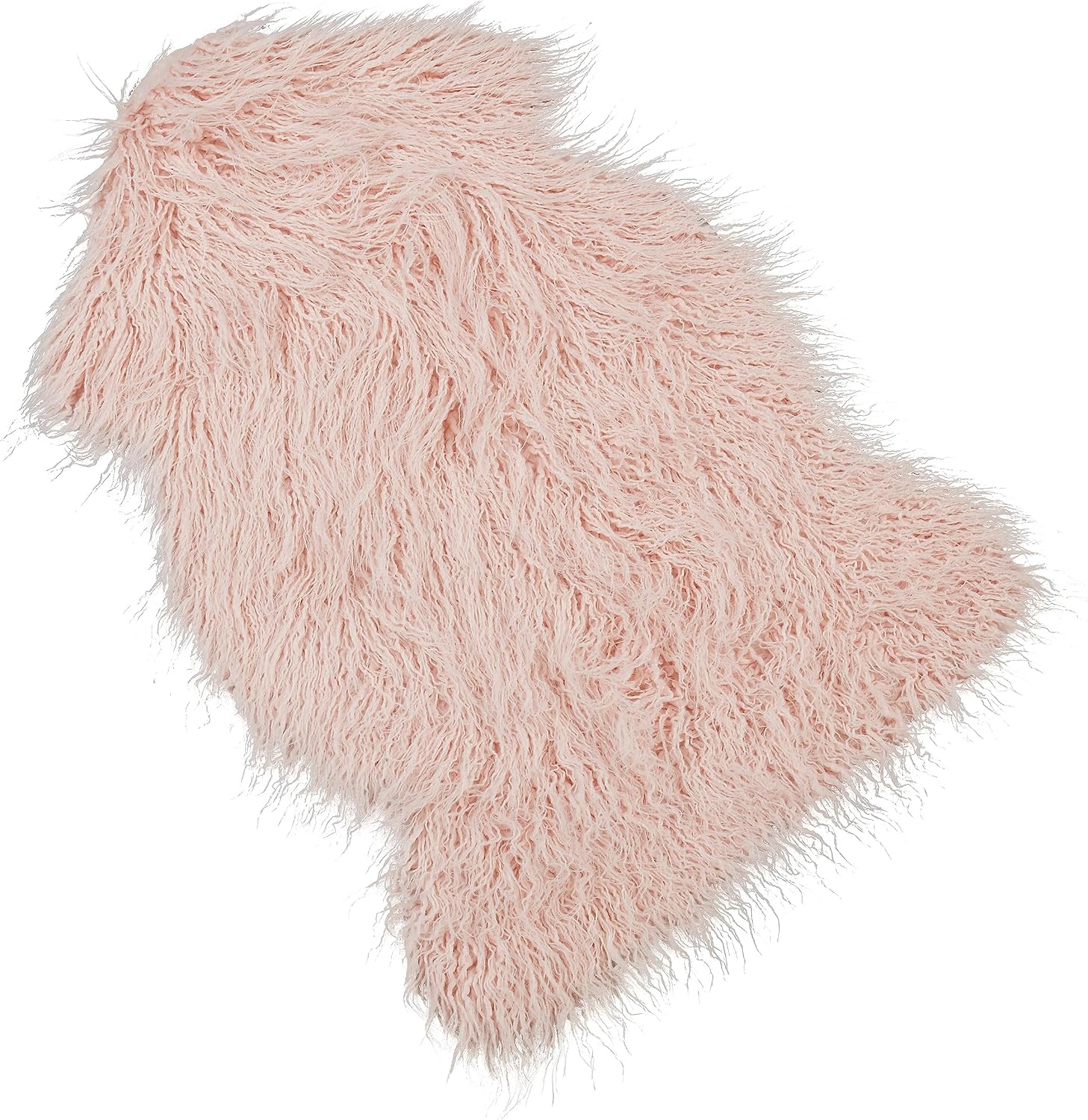 SARO LIFESTYLE Plush Faux Mongolian Fur Rug, Rose, 24"x35"
