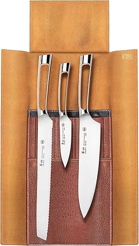 Cangshan Serie N1 - Juego de cuchillos de cuero de 4 piezas, color plateado