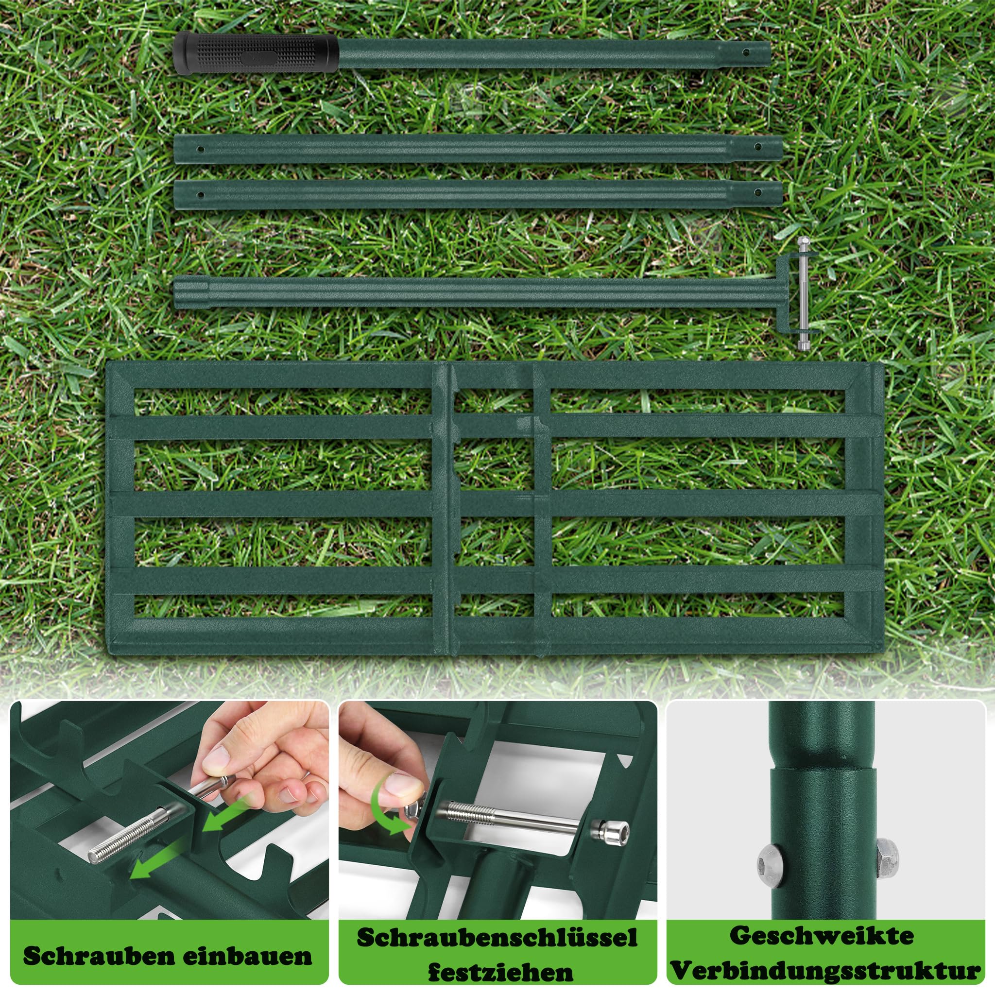 Aufun Raschietto per prato Leveling Rake Golf professionale con lunghezza regolabile manico per campo da golf, giardino, cortile (25 x 75 cm)