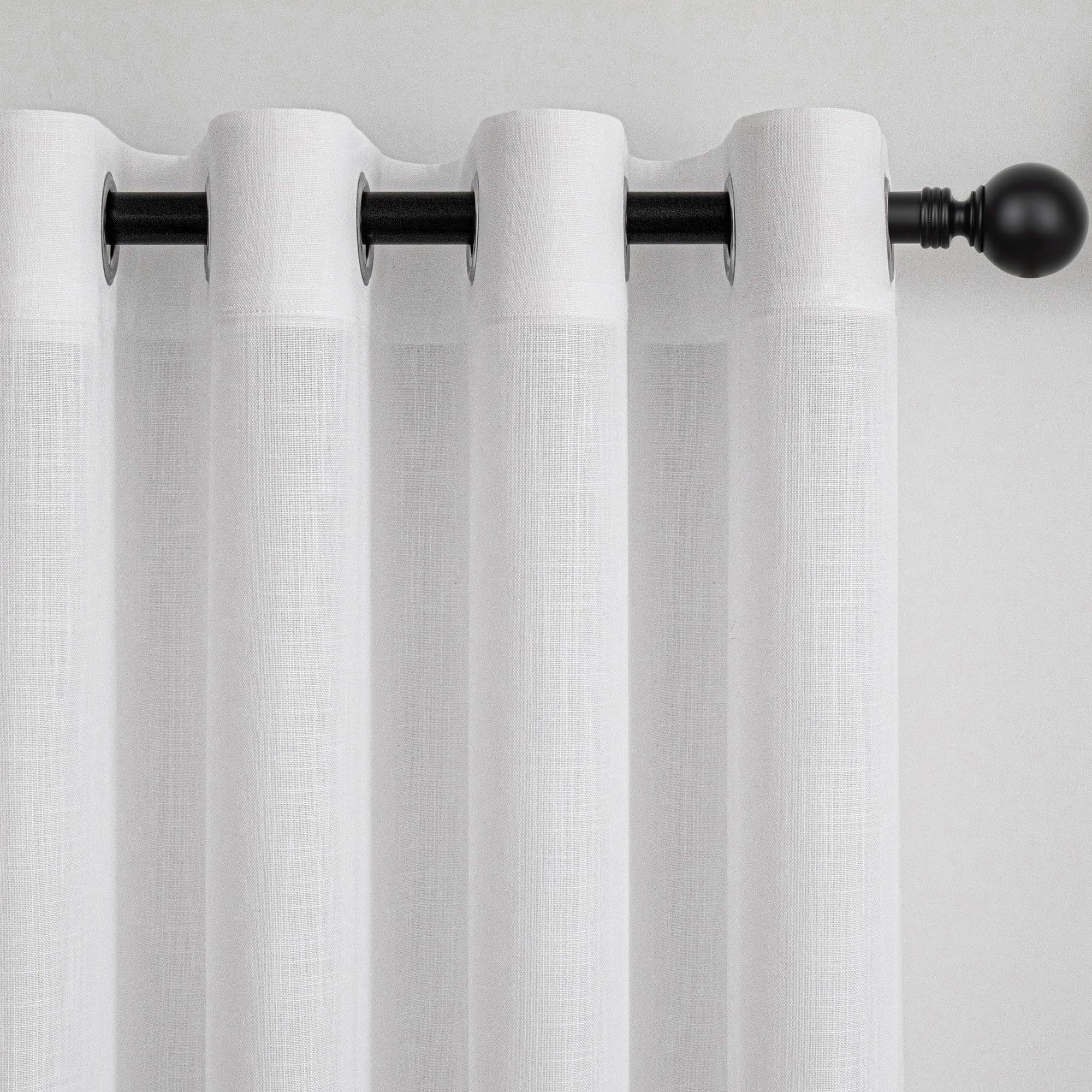 MYSKY HOME Vorhänge Gardinen 140x260 cm Weiß Leinen-Gardine mit Ösen für Wohnzimmer Modern Schlafzimmer Curtain Living Room Vorhangschals Halbtransparent Natural Boho Landhaus Dekoschal 2er Set