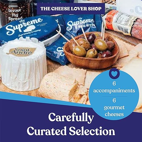 Vista 17 de The Cheese Lover Shop - Caja de regalo para fiestas de 12, plato de queso con 7 quesos gourmet con 4 acompañamientos, juego de regalo de muestra