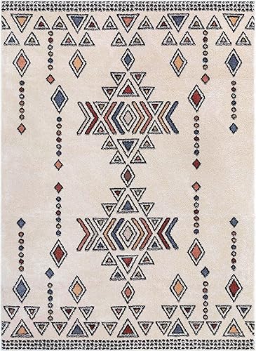 Miniatura 2 de Well Woven Halley - Alfombra de área multicolor con patrón de diamantes tribales beige de 8 x 10 pies (7 pies 10 pulgadas x 10 pies 6 pulgadas)