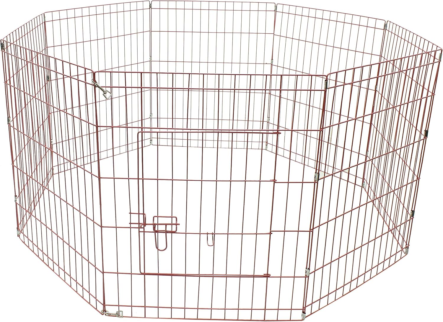 ALEKO SDK-24P Heavy Duty Pet Playpen Dog Kennel Exercise Cage Fence 8 Panel 24 x 24 Inches Pink