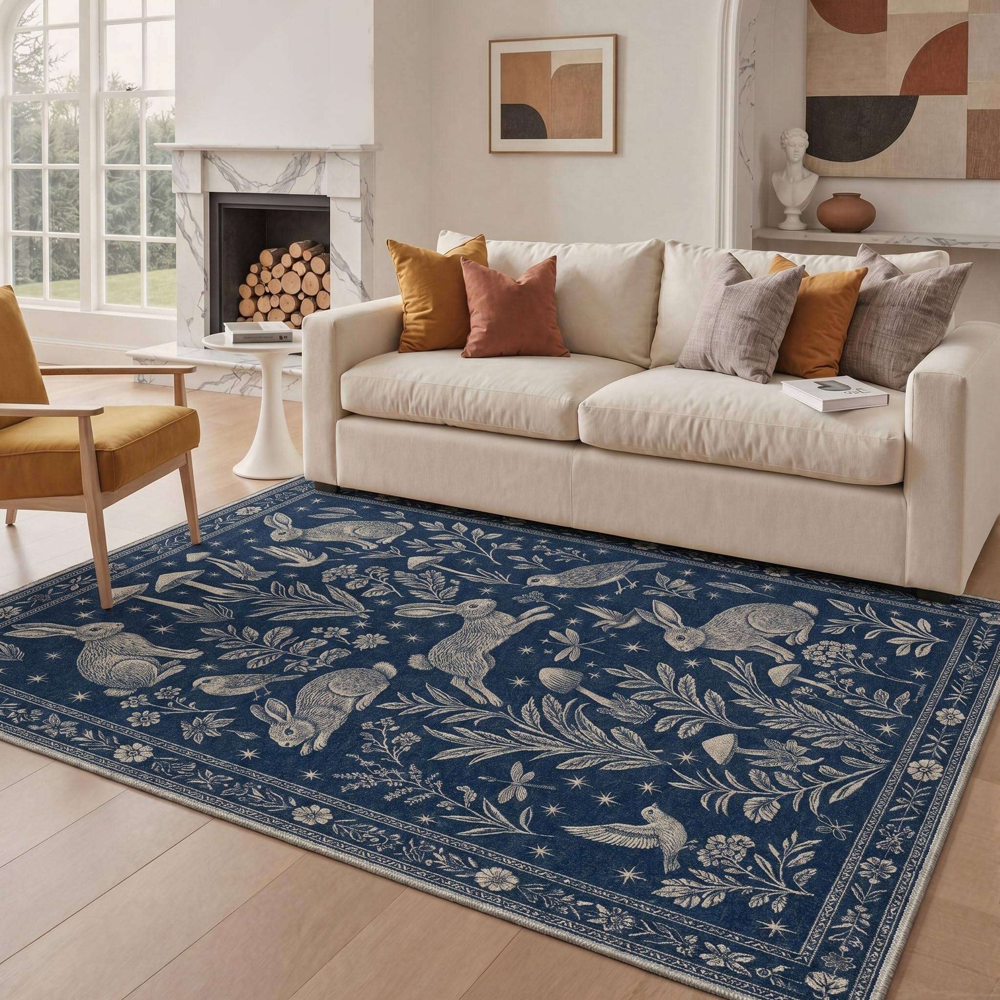 BEIMO Washable Rug Nature Bionic Indigo Bloom 160x230cm Hallway
