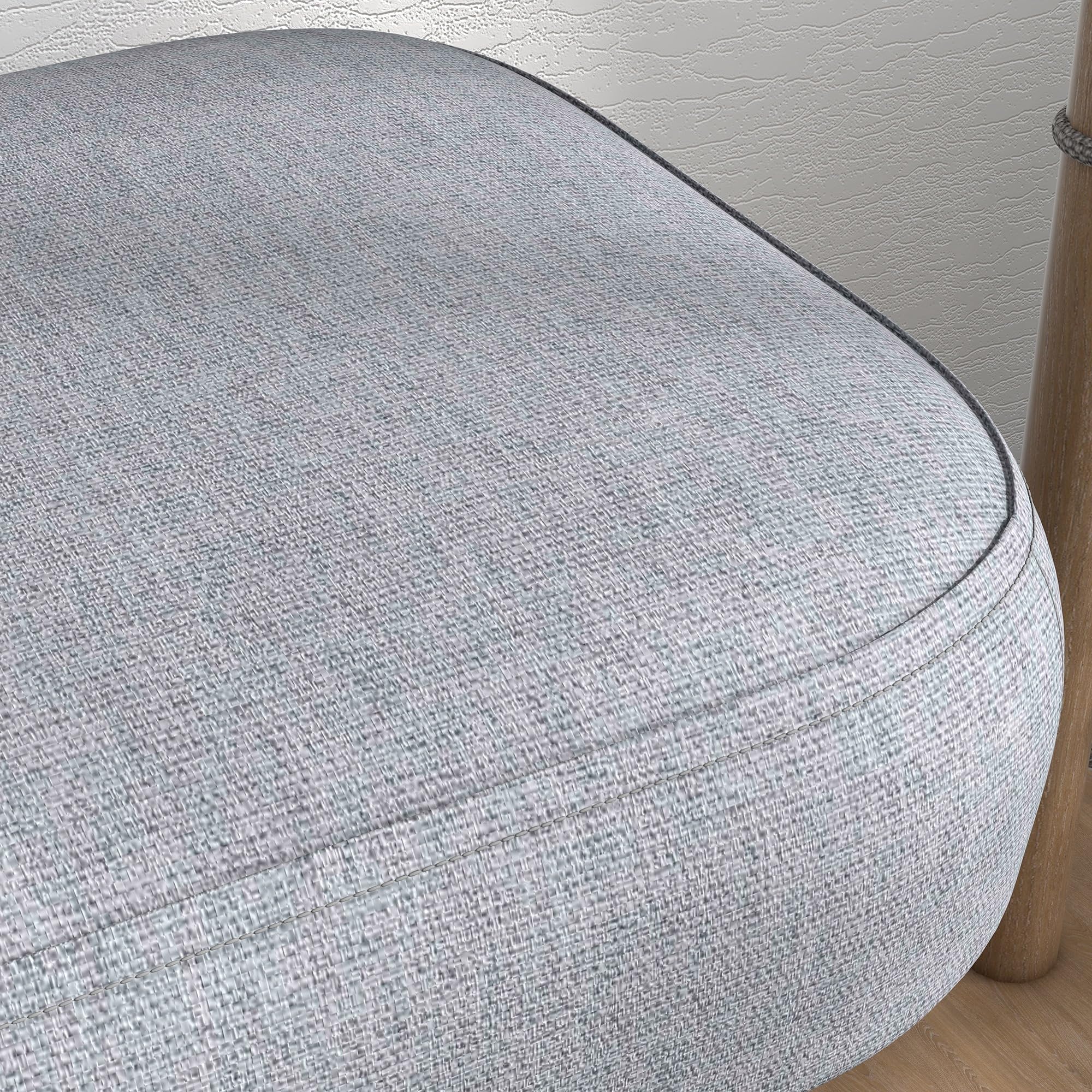 HOMCOM Panca Imbottita Fondo Letto in Tessuto con Gambe in Acciaio Effetto Legno, Panca per Ingresso, Salotto e Camera, 114x38x45cm, Grigio