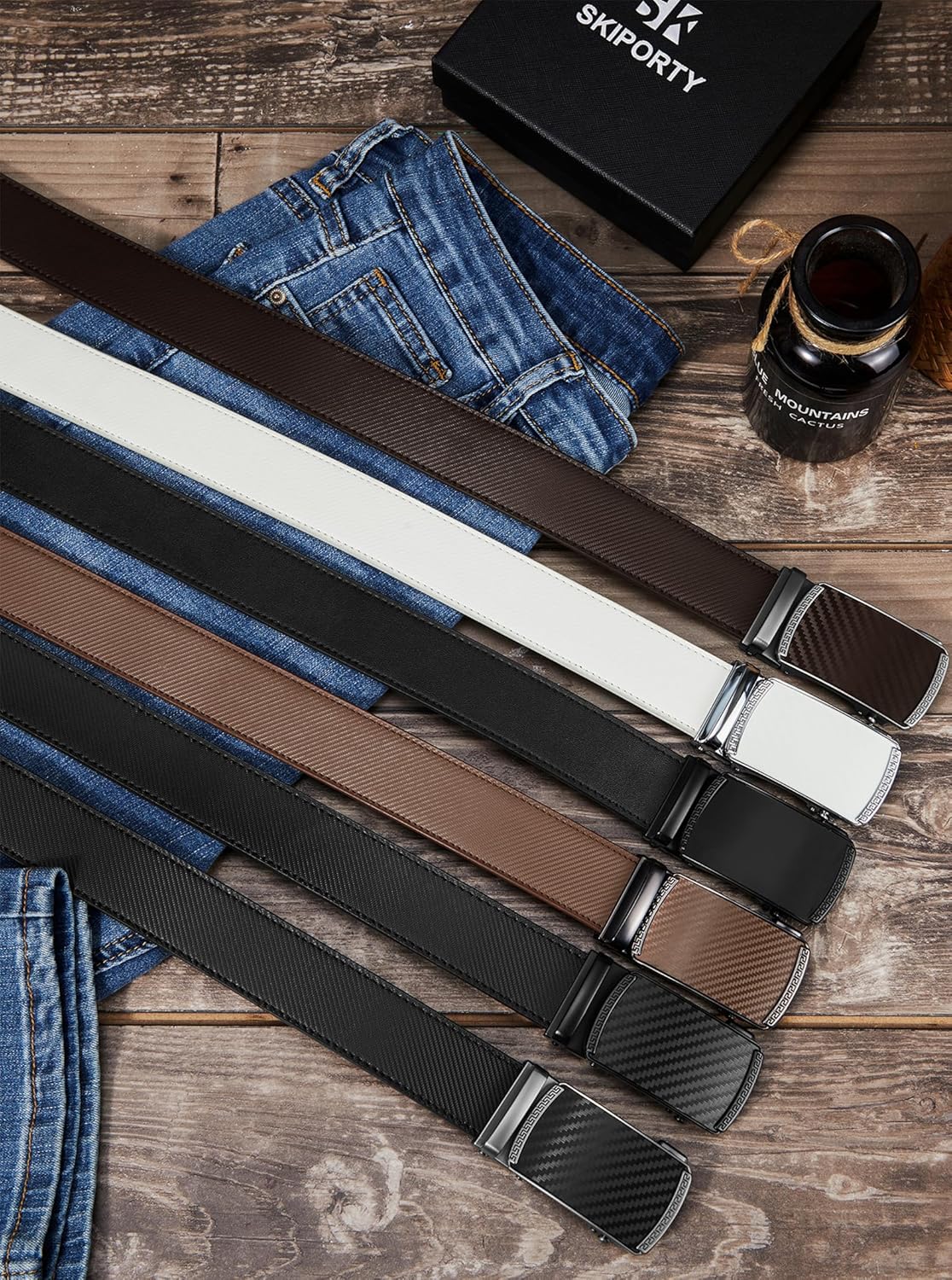 Mens Belt,Ratchet Belts for Men Leather 1 3/8'' Adjustable for Dress Jeans,Comfort Trim to Fit - Image 6