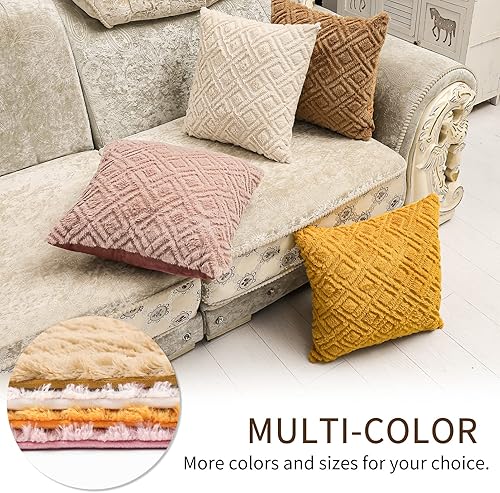 Miniatura 6 de ETASOP Juego de 2 almohadas de sofá con insertos de 18 x 18 pulgadas, fundas de almohada decorativas de primavera de terciopelo con rellenos