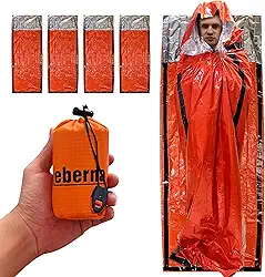 Saco Bivy de Emergência – Pacote com 4 Sacos de Dormir de Emergência Saco de Dormir de Sobrevivência de Emergência Saco Bivvy Impermeável Leve Folha Militar Patriota Compacto Cobertor Térmico Escape