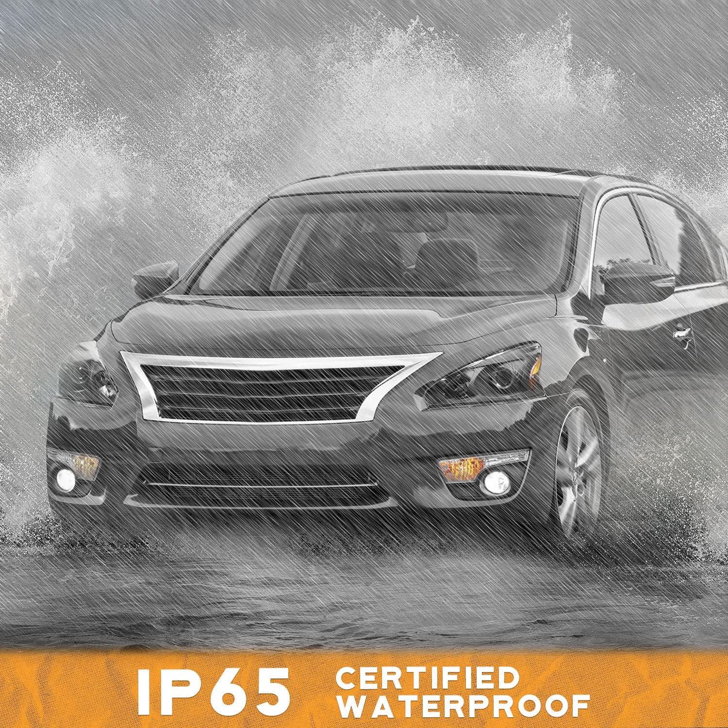 WEELMOTO Compatible with 13-15 NISSAN Altima Sedan, Headlights Assembly Headlamp Replacement For 2013 2014 2015 Nissan Altima 4-Door, Pair Set with Black Housing Amber Reflector with T10 LED Bulbs