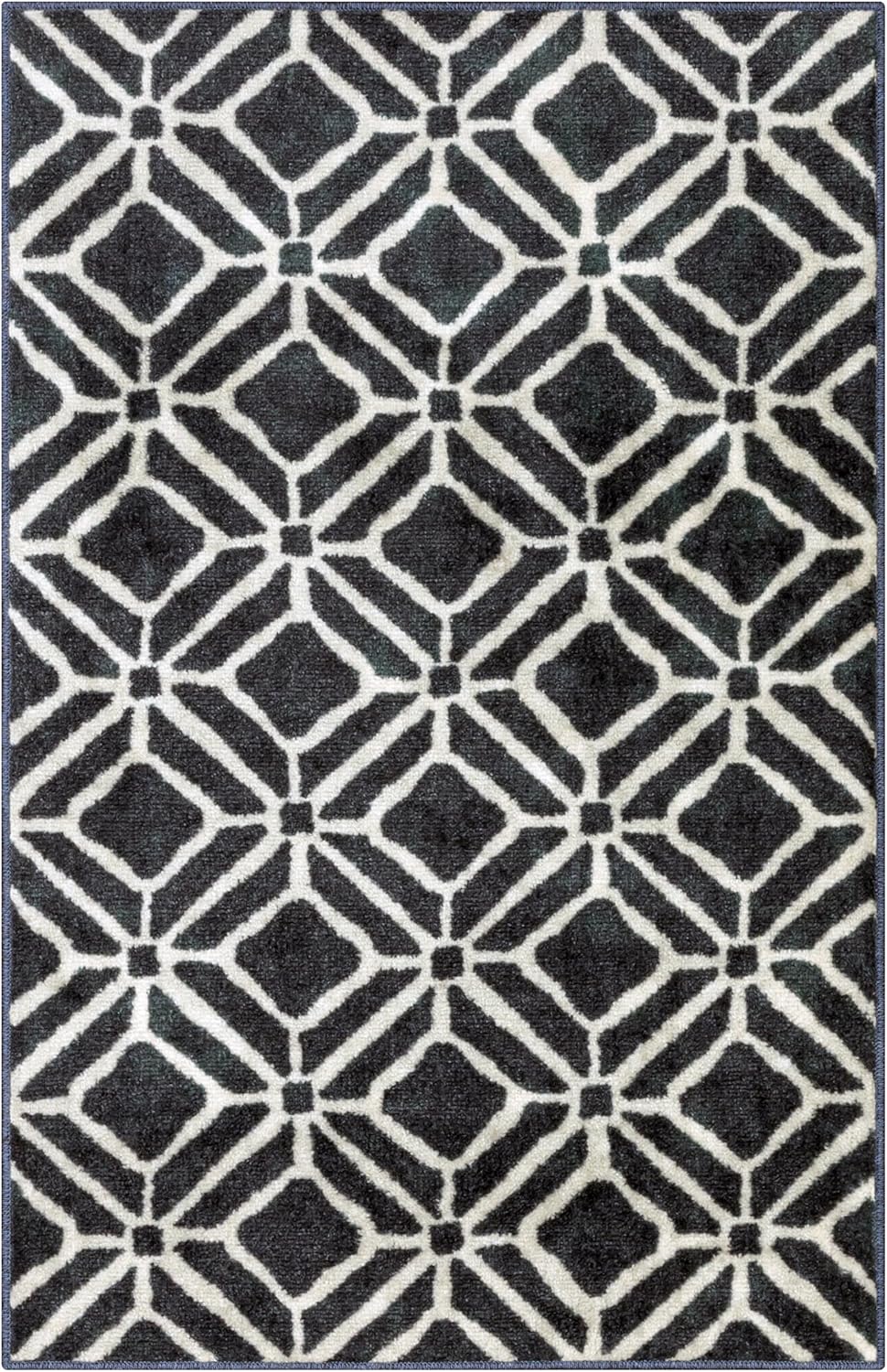 Maples Rugs Moderna Geometric Area Rugs – Made in USA – Washable, Non Slip Indoor Carpet for Entryway, Foyer, Kitchen, and Bathroom, 30" x 46", Dark Blue 46" x 30" (Rectangular)