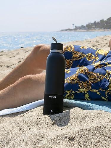 Miniatura 6 de Aquio IBTB2BB Botella de hidratación aislada de acero de doble pared con altavoz inalámbrico Bluetooth recargable, alimentado por iHome, Midnight