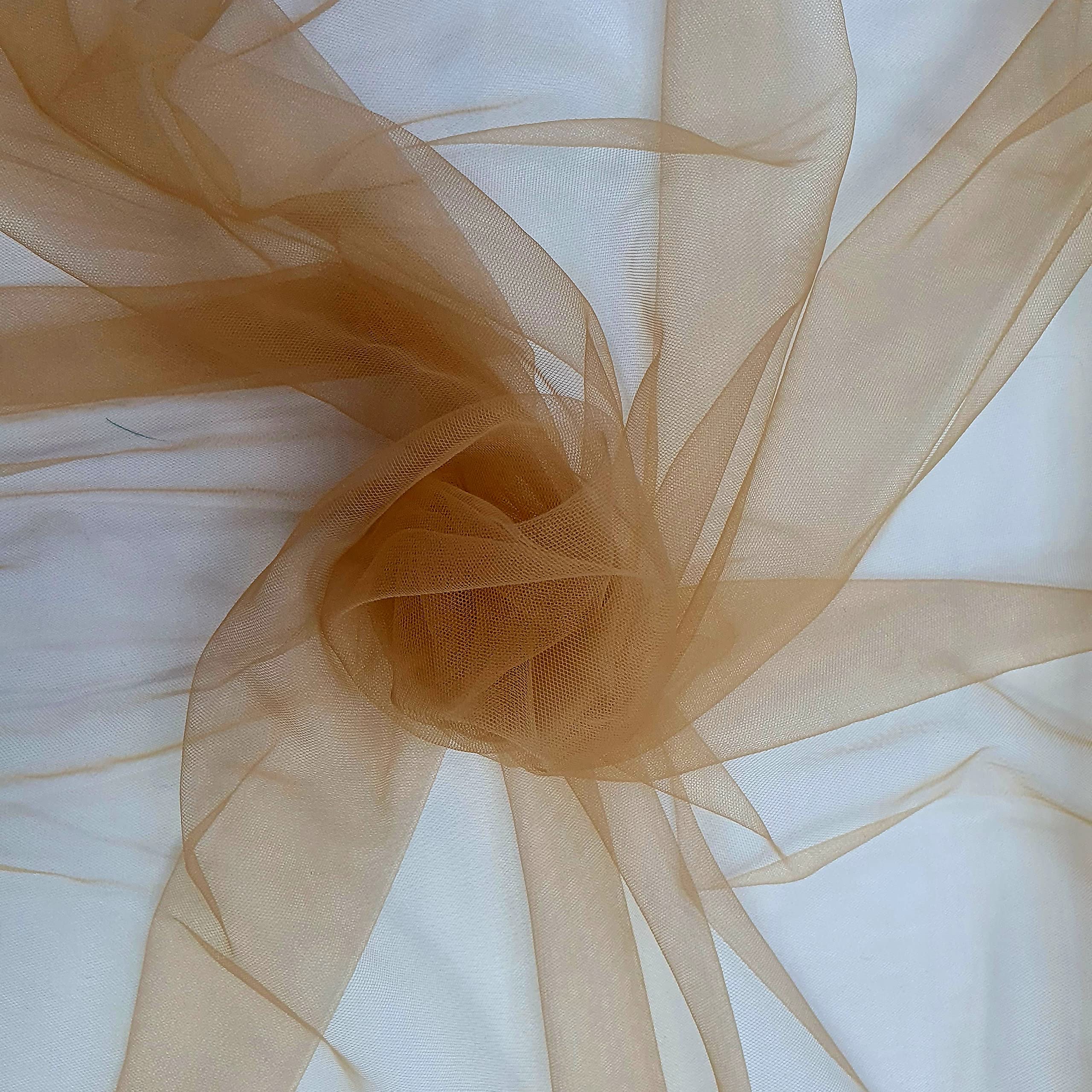 Fabrics King Online Soft Illusion Tulle Fabric 60" - 150cm Wide - Delicate Veiling Mesh Fabric - Sold by The Metre - Bridal Veil, Prom, Underskirt (Burnt Orange)