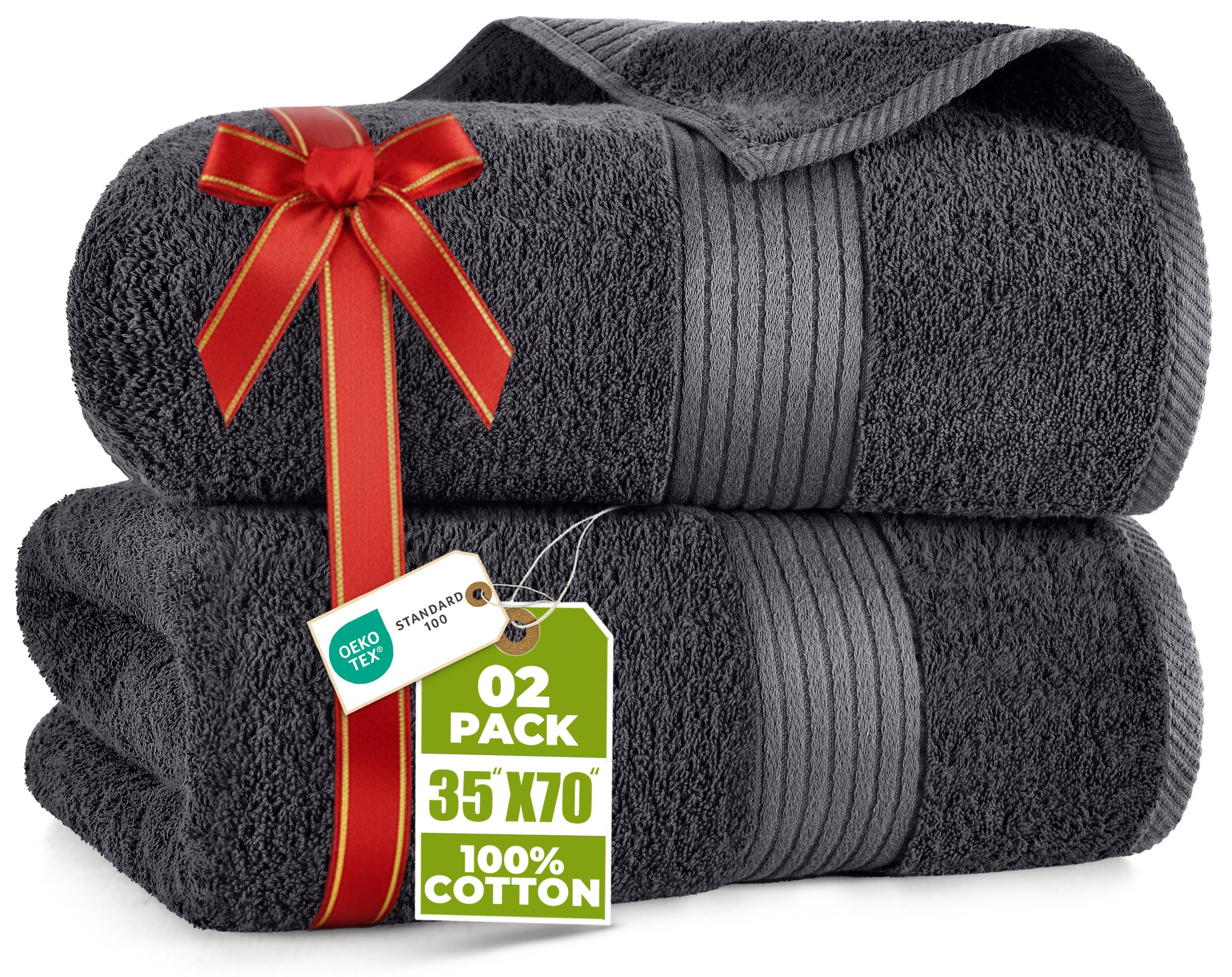 Utopia Towels - Luxurious Jumbo Bath Sheet 2 Pack - 100% Cotton Highly Absorbent and Quick Dry Extra Large Bath Towel - Super Soft Hotel Quality Towel (90 x 180 cm, Grey)