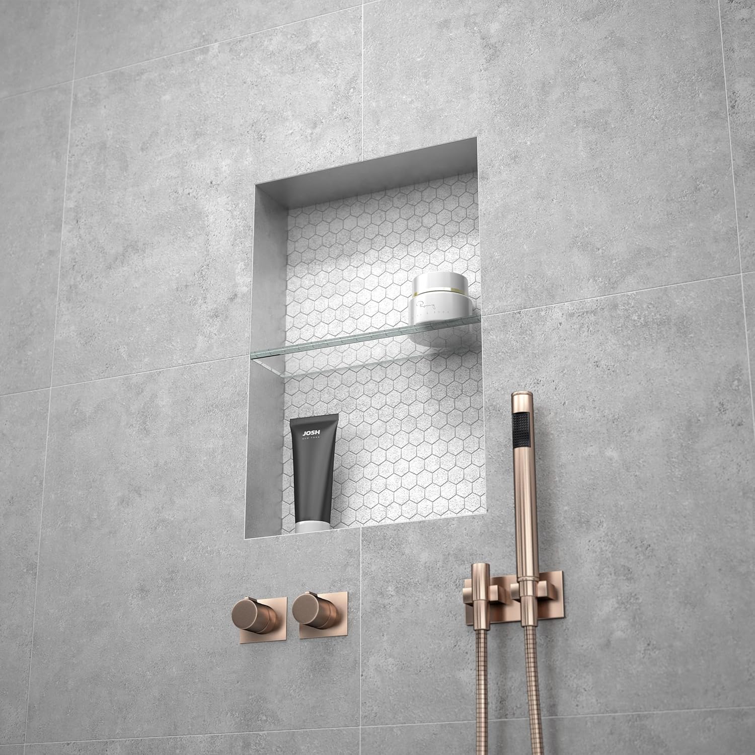 Wedi Premium Recessed Prefabricated Shower Niche Glass Shelf, 11 7/8" x 3 1/2" (30.16 cm x 8.89 cm), Accessory for Use in Showers, Bathrooms
