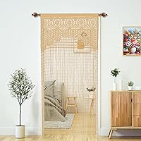 Vista 12 de YaoYue - Cortina de hilos de macramé y encaje para puertas, divisor de espacios, panel de ventana hippie, cortinas para armario y dormitorio