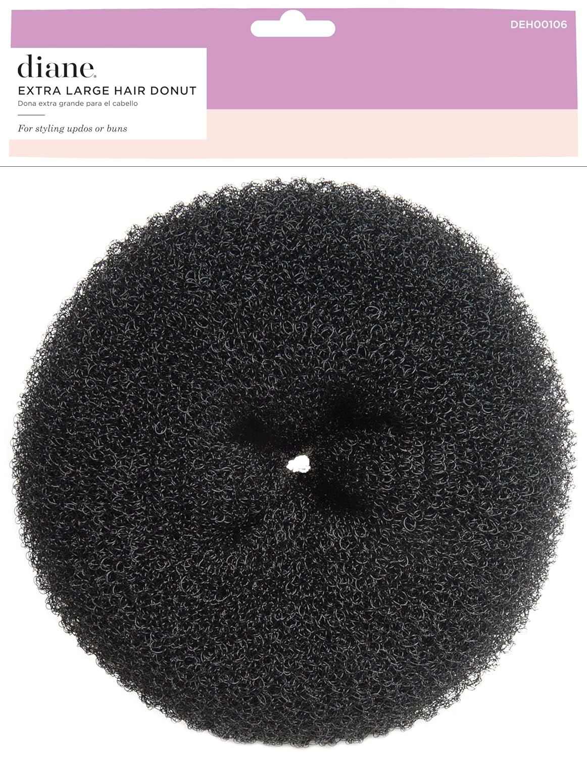 Diane ​Diane Jumbo Hair Donut for Updos and Sock Bun Hairstyles, Lightweight and Flexible Hair Accessory, Hair Accessories for Women and Girls, Hair Bun Maker, 5.5”, Black