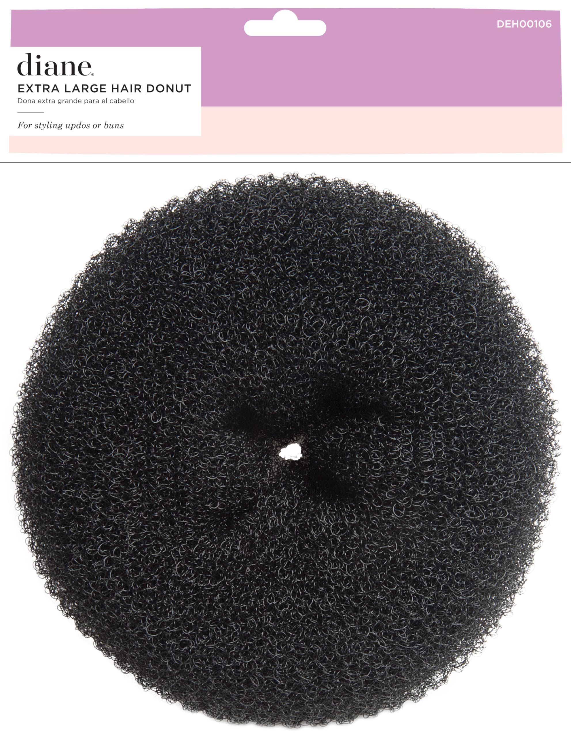 ​Diane Jumbo Hair Donut for Updos and Sock Bun Hairstyles, Lightweight and Flexible Hair Accessory, Hair Accessories for Women and Girls, Hair Bun Maker, 5.5”, Black
