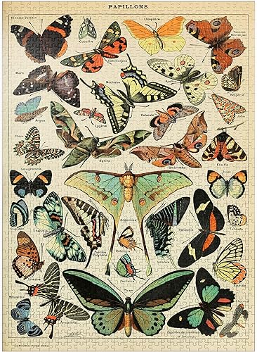 MyPuzzle Papillons - Mariposas para todos, póster de arte vintage, Adolphe Millot - Rompecabezas prémium de 1000 piezas para adultos