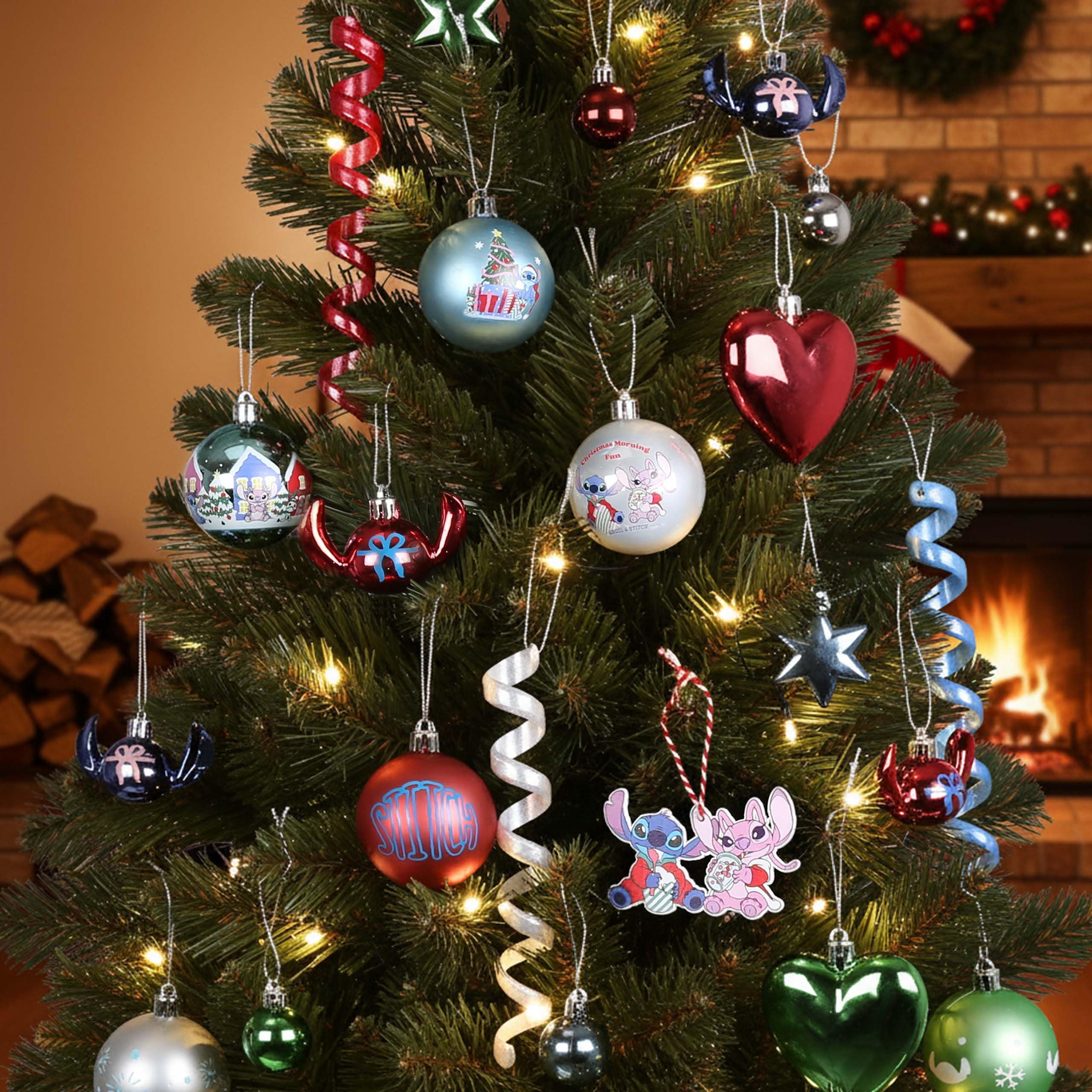 Disney Stitch Angel Weihnachtskugeln aus Kunststoff, 25er-Set(E)