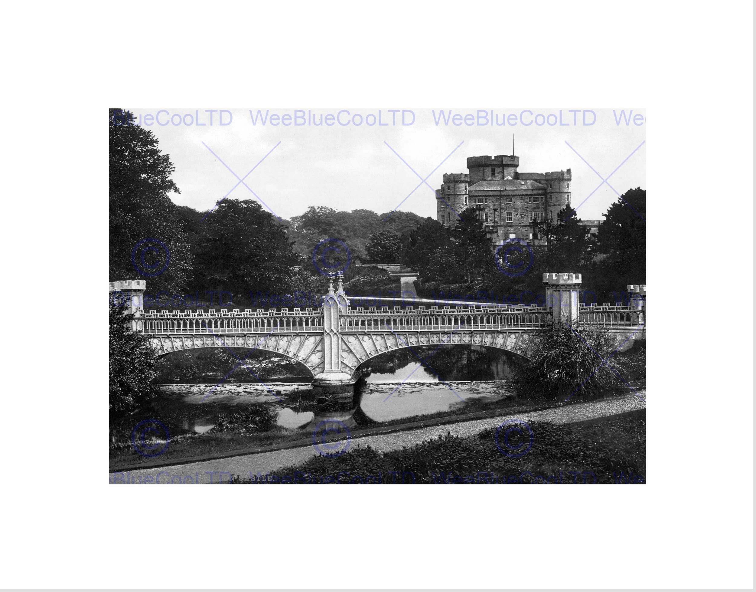 Wee Blue Coo Irvine Eglington Castle Scotland Vintage Old BW Wall Art Print