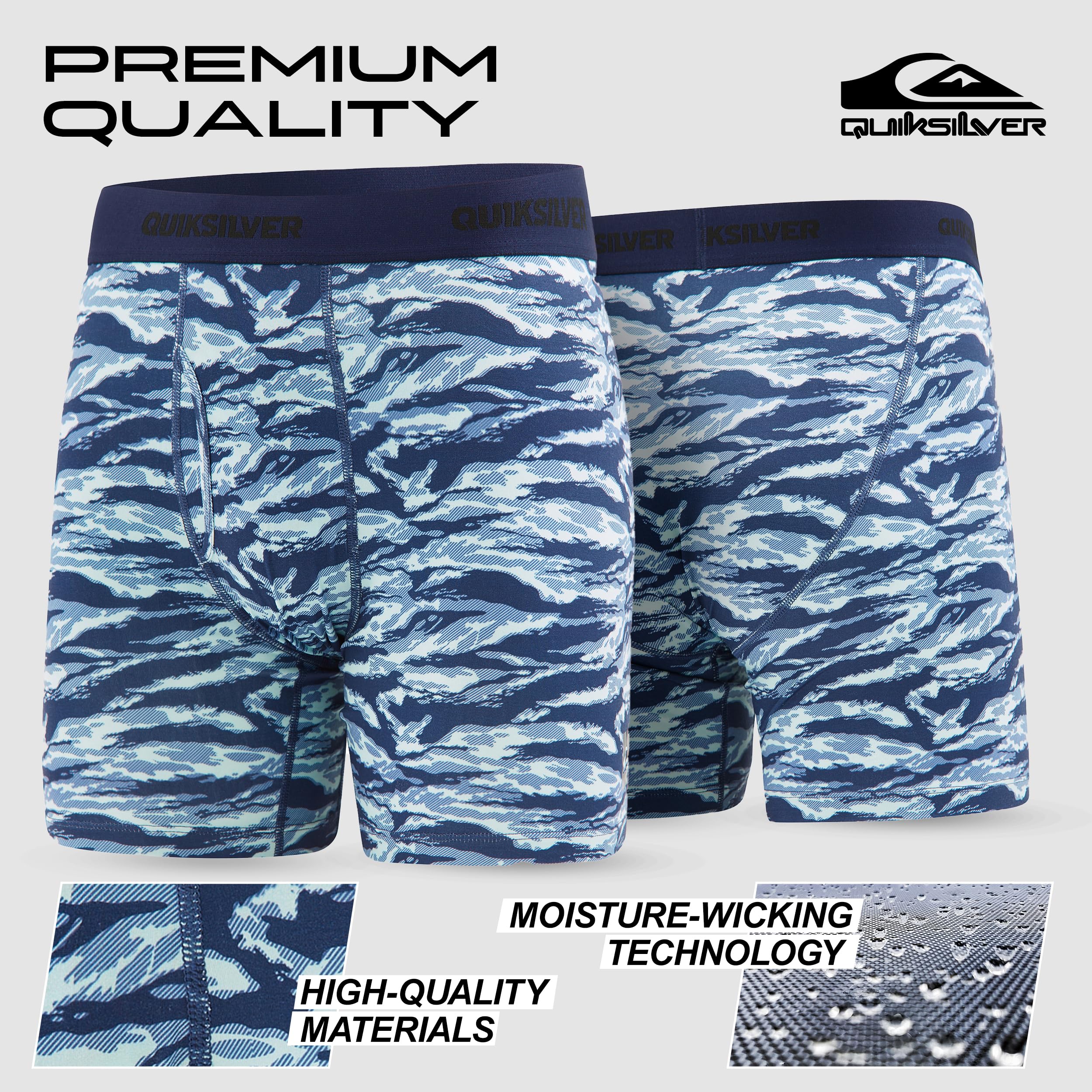 Quiksilver Paquete de 4 calzoncillos tipo bóxer para hombre